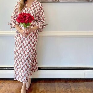 Floral Maxi Dress with Red Accents